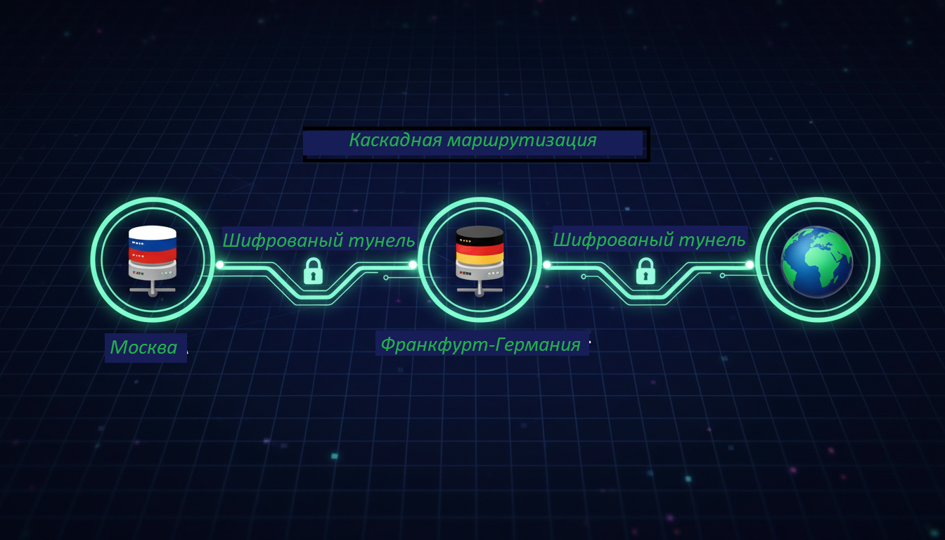 Схема каскадной маршрутизации Москва-Германия